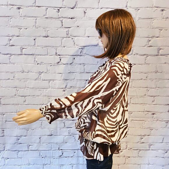 JONES NEW YORK, Animal print sheer loose fit tunic top - Picture 10 of 14